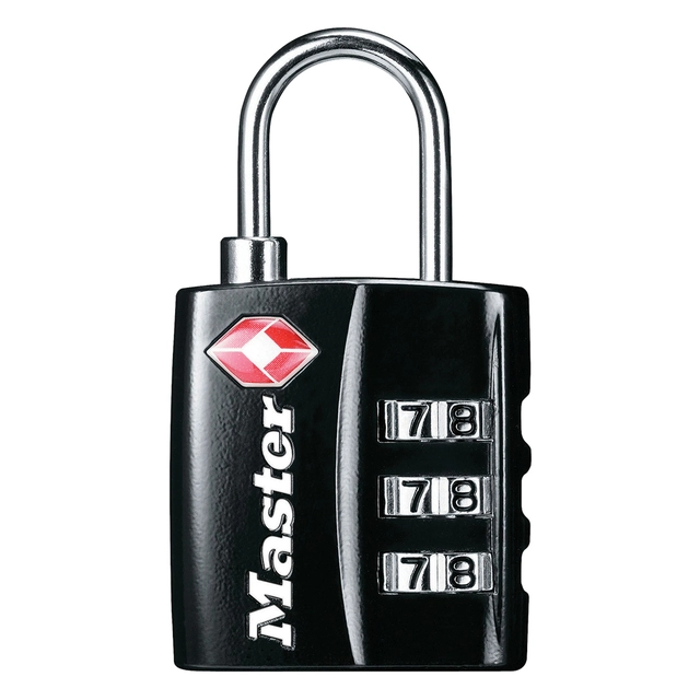 Een Hangslot Masterlock 3-cijfer combinatie TSA zwart 30mm koop je bij VHK Kantoorartikelen