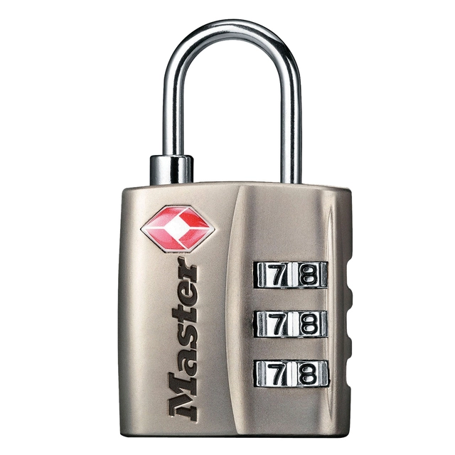 Een Hangslot Masterlock 3-cijfer combinatie TSA nikkel 30mm koop je bij VHK Kantoorartikelen