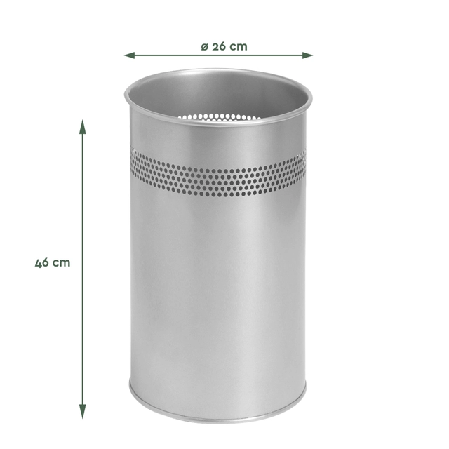 Een Papierbak BRASQ 21 liter rvs zilver koop je bij VHK Kantoorartikelen