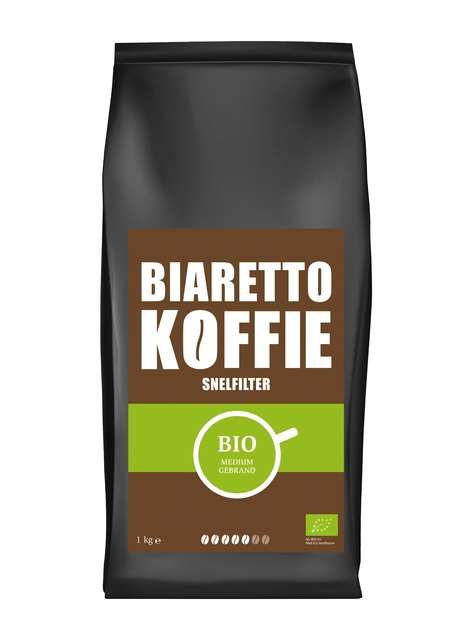 Een Koffie Biaretto snelfiltermaling regular biologisch 1000 gram koop je bij VHK Kantoorartikelen