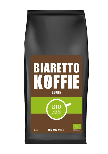 Een Koffie Biaretto bonen regular biologisch 1000 gram koop je bij VHK Kantoorartikelen