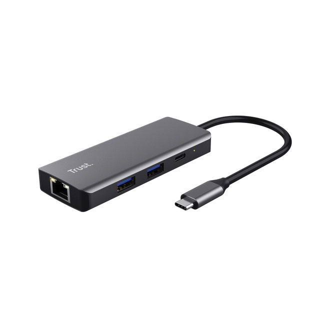 Een Adapter Trust DALYX 6-in-1 USB-C multipoort grijs koop je bij VHK Kantoorartikelen