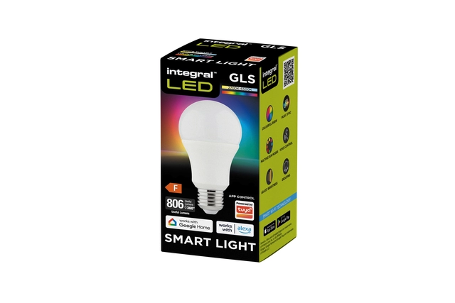 Een Ledlamp Integral E27 2700-6500K Smart RGBW 8.5W 806lumen koop je bij VHK Kantoorartikelen