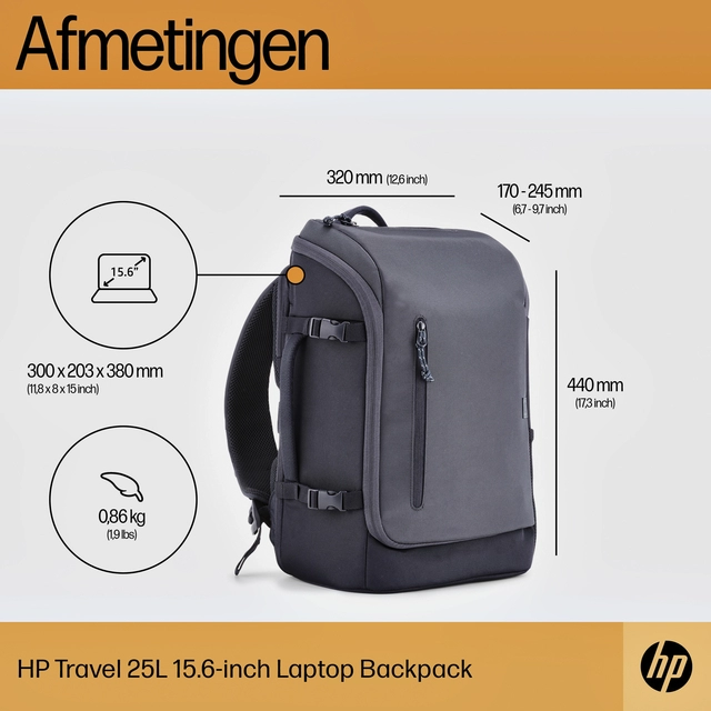 Een Laptop Rugzak HP travel 25 liter 15.6 blauw/grijs koop je bij VHK Kantoorartikelen