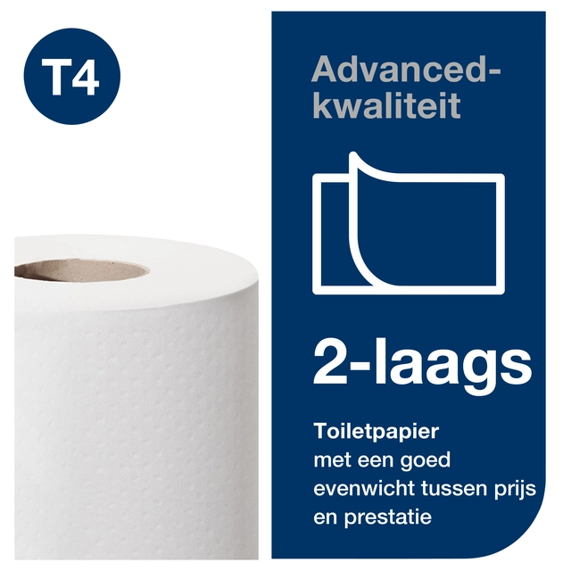 Een Toiletpapier Tork T4 advanced 2-laags 400vel wit 472168 koop je bij VHK Kantoorartikelen