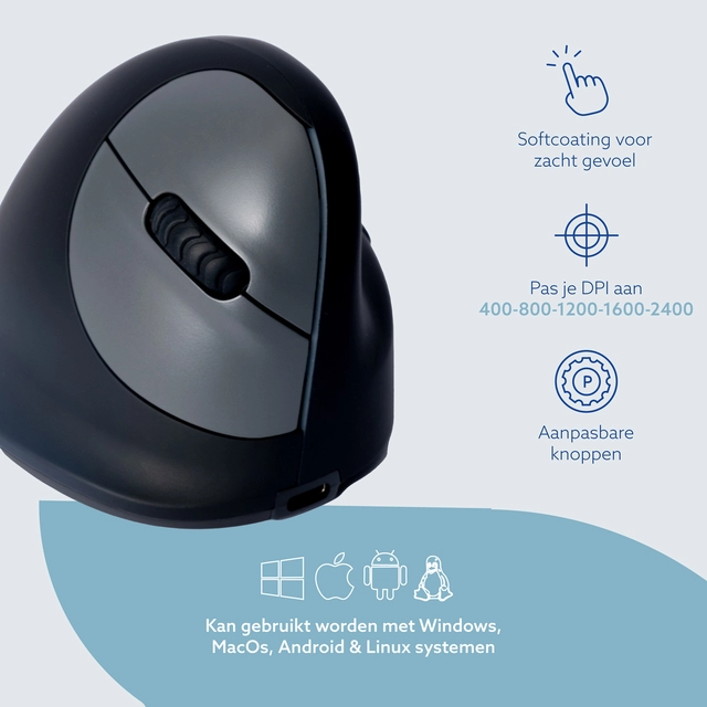 Een Muis R-Go Ergonomisch HE Break Wireless Rechts S koop je bij Hoekmankantoorartikelen.nl