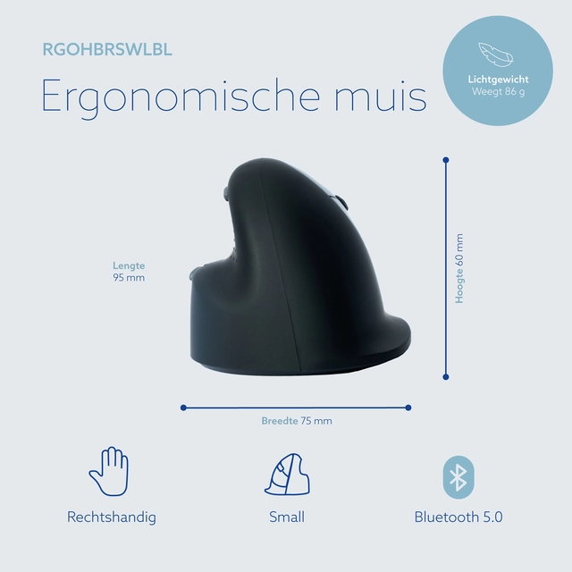 Een Muis R-Go Ergonomisch HE Break Wireless Rechts S koop je bij Hoekmankantoorartikelen.nl