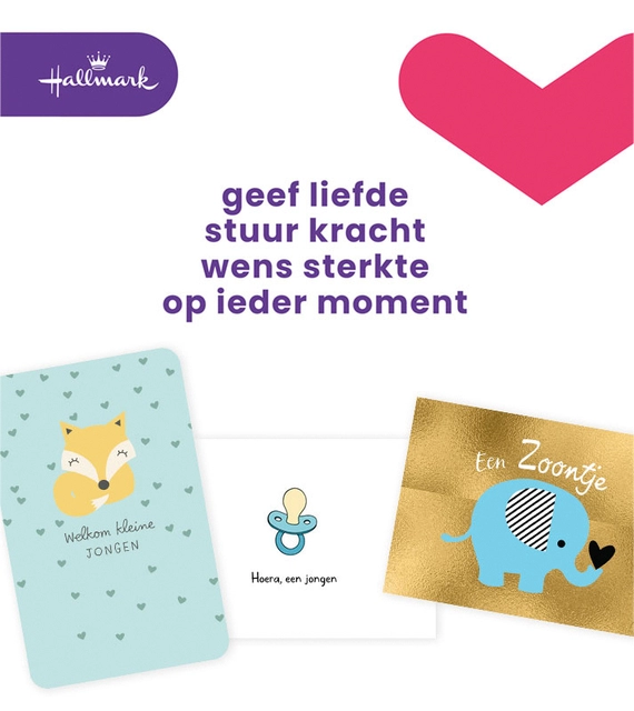 Een Wenskaart Hallmark navulset geboorte zoon 6 kaarten koop je bij VHK Kantoorartikelen