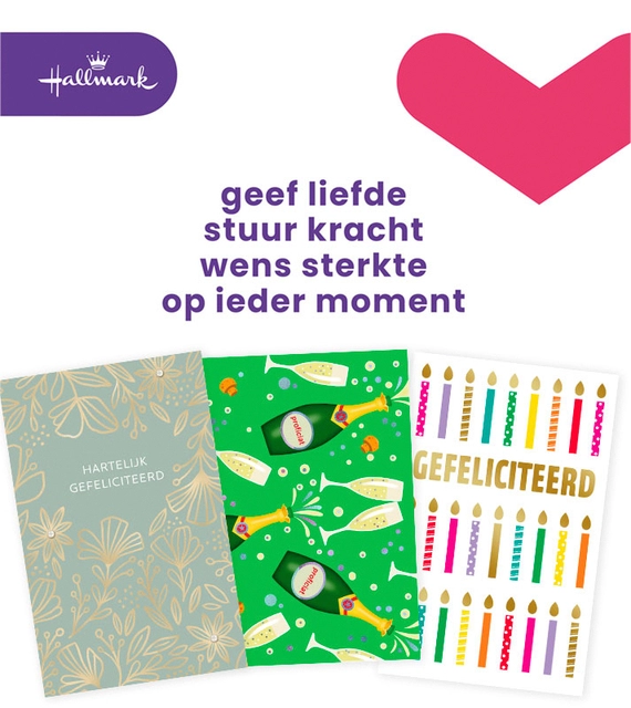 Een Wenskaart Hallmark navulset felicitatie 6 kaarten koop je bij VHK Kantoorartikelen