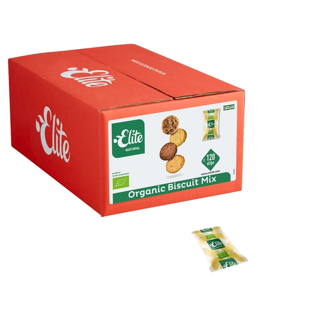 Een Koekjes Elite Natural biologische biscuitmix 120 stuks koop je bij VHK Kantoorartikelen