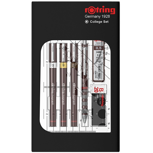 Een Tekenset rOtring Isograph college 0.25mm, 0.35mm en 0.5mm set à 3 stuks koop je bij VHK Kantoorartikelen