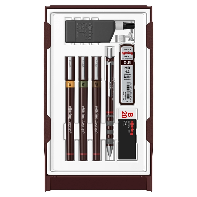 Een Tekenset rOtring Isograph college 0.2mm, 0.3mm en 0.5mm set à 3 stuks koop je bij VHK Kantoorartikelen