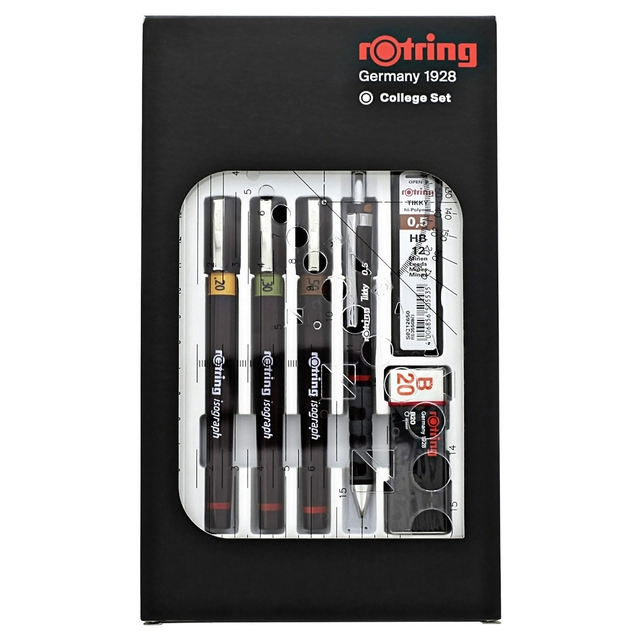 Een Tekenset rOtring Isograph college 0.2mm, 0.3mm en 0.5mm set à 3 stuks koop je bij VHK Kantoorartikelen