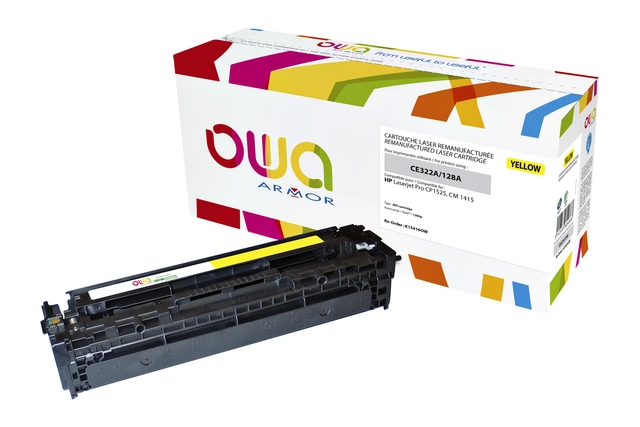 Een Tonercartridge OWA alternatief tbv HP CE322A geel koop je bij VHK Kantoorartikelen