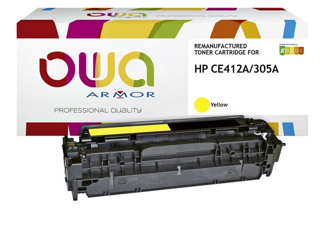 Een Tonercartridge OWA alternatief tbv HP CE412A geel koop je bij VHK Kantoorartikelen