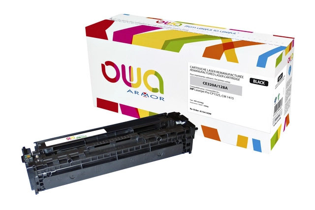 Een Tonercartridge OWA alternatief tbv HP CE320A zwart koop je bij VHK Kantoorartikelen