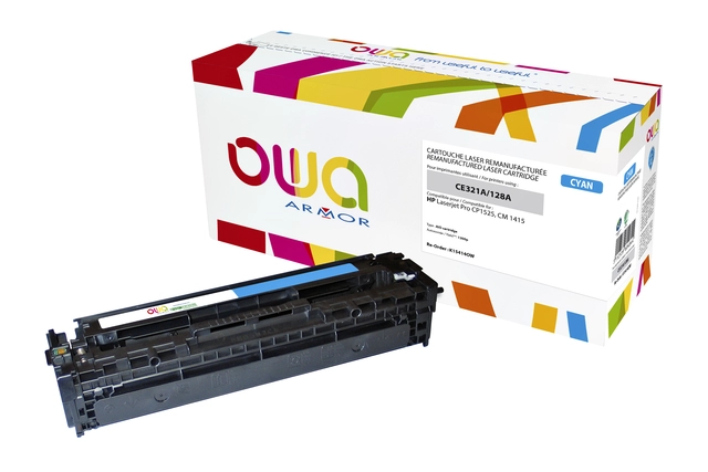 Een Tonercartridge OWA alternatief tbv HP CE321A blauw koop je bij VHK Kantoorartikelen