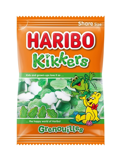 Een Snoep Haribo Kikkers zak 250gr koop je bij VHK Kantoorartikelen