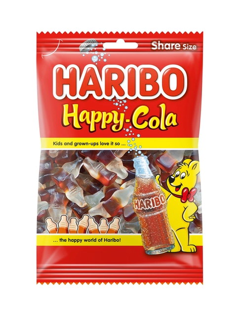 Een Snoep Haribo Happy Cola zak 250gr koop je bij VHK Kantoorartikelen