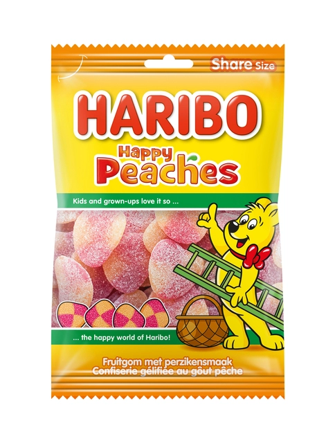 Een Snoep Haribo Perziken zak 250gr koop je bij VHK Kantoorartikelen