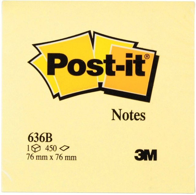 Een Memoblok 3M Post-it 636 76x76mm kubus geel 450 vel koop je bij Hoekmankantoorartikelen.nl