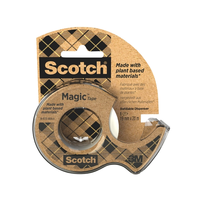 Een Plakband Scotch Magic 919 19mmx20m transparant + gerecyclede afroller koop je bij VHK Kantoorartikelen