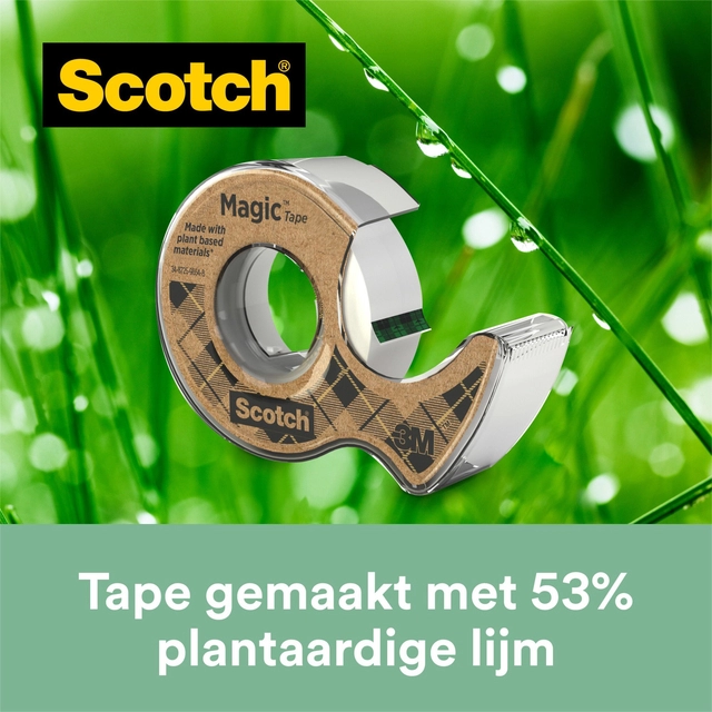 Een Plakband Scotch Magic 919 19mmx20m transparant + gerecyclede afroller koop je bij VHK Kantoorartikelen