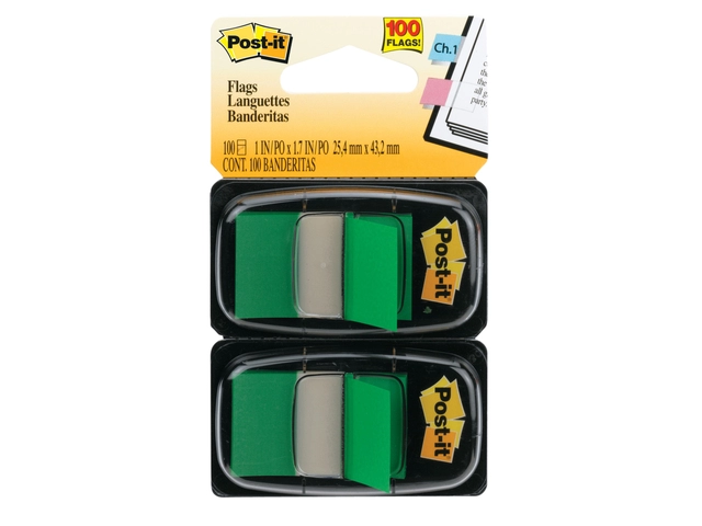 Een Indextabs 3M Post-it 680 25.4x43.2mm duopack groen 100 vel koop je bij Hoekmankantoorartikelen.nl