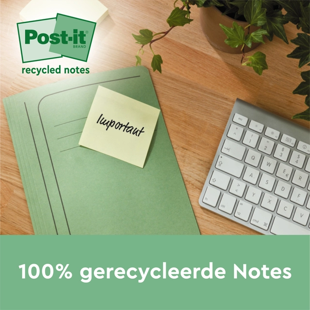 Een Memoblok 3M Post-it 654 76x76mm recycle geel 18 + 6 gratis koop je bij VHK Kantoorartikelen