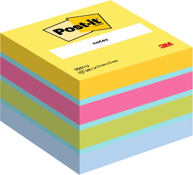 Een Memoblok 3M Post-it 2051 51x51mm assorti kleur 400 vel koop je bij Hoekmankantoorartikelen.nl