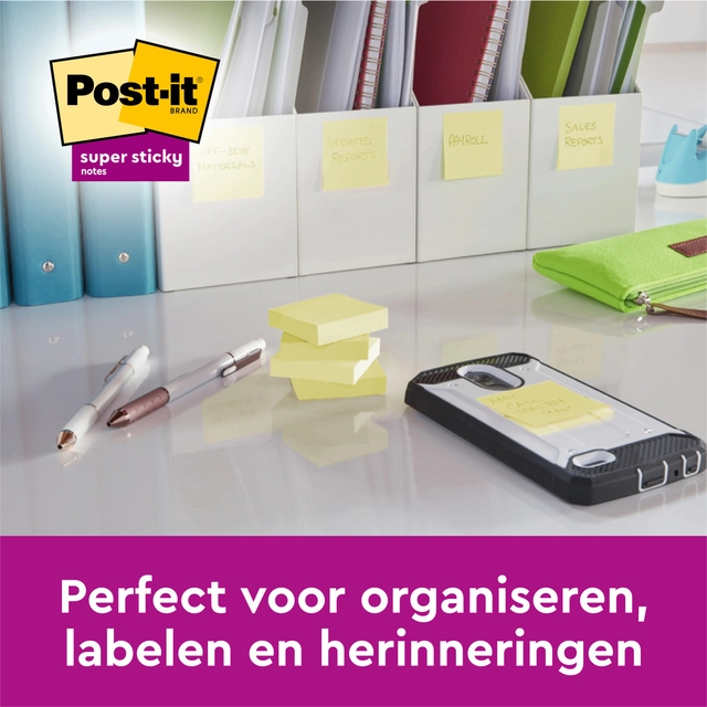 Een Memoblok 3M Post-it 622 Super Sticky 47.6x47.6mm geel 21 + 3 gratis koop je bij VHK Kantoorartikelen