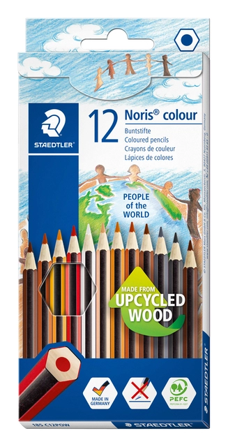 Een Kleurpotloden Staedtler Noris kleuren People of the World set à 12 koop je bij VHK Kantoorartikelen