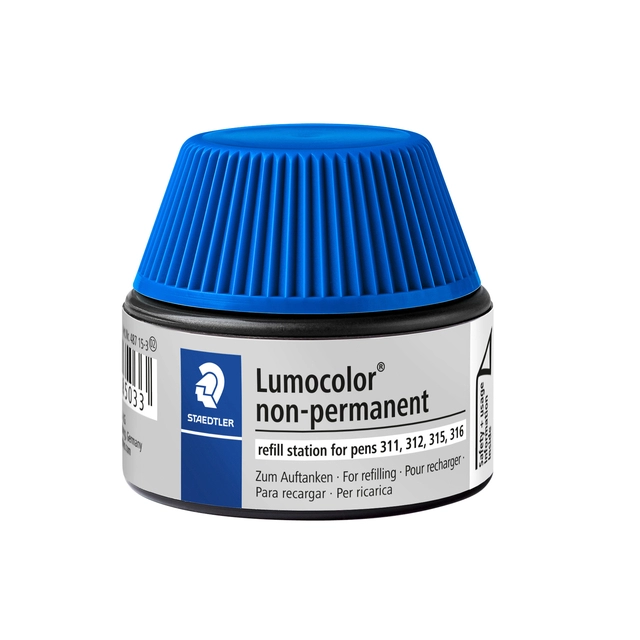 Een Viltstiftvulling Staedtler Lumocolor non-permanent 15ml blauw koop je bij VHK Kantoorartikelen