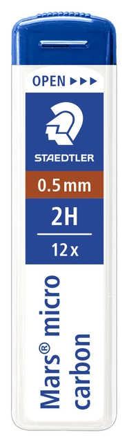 Een Potloodstift Staedtler Mars Carbon Micro 0.5mm 2H 12 stuks koop je bij Hoekmankantoorartikelen.nl