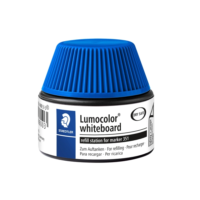 Een Viltstiftvulling Staedtler Lumocolor whiteboard 20ml blauw koop je bij VHK Kantoorartikelen