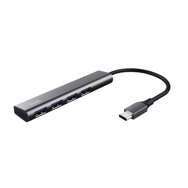 Een Hub Trust Halyx 4-port USB-C zilver koop je bij VHK Kantoorartikelen