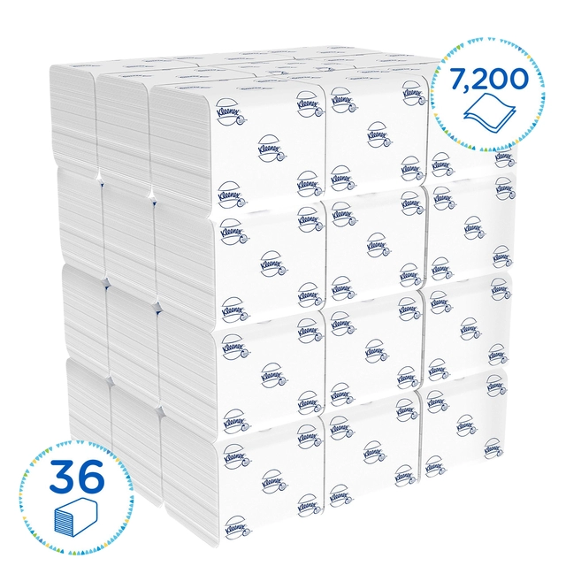 Een Toiletpapier Kleenex gevouwen tissues 2 laags 36x200stuks wit 8408 koop je bij VHK Kantoorartikelen