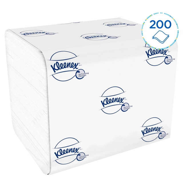 Een Toiletpapier Kleenex gevouwen tissues 2 laags 36x200stuks wit 8408 koop je bij VHK Kantoorartikelen