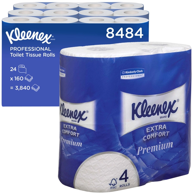 Een Toiletpapier Kleenex 4-laags 160vel wit 8484 koop je bij VHK Kantoorartikelen