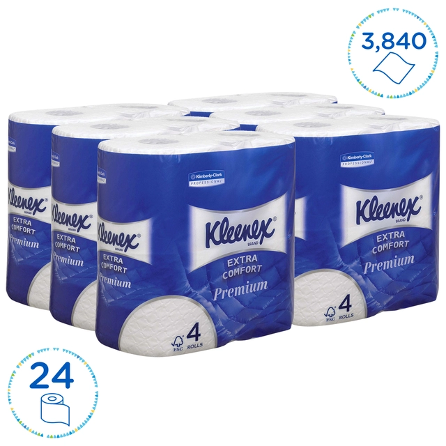 Een Toiletpapier Kleenex 4-laags 160vel wit 8484 koop je bij VHK Kantoorartikelen