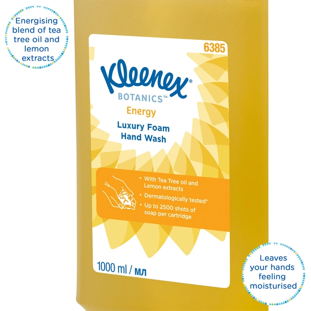 Een Handzeep Kleenex Botanics foam geel 1000ml 6385 koop je bij Hoekmankantoorartikelen.nl