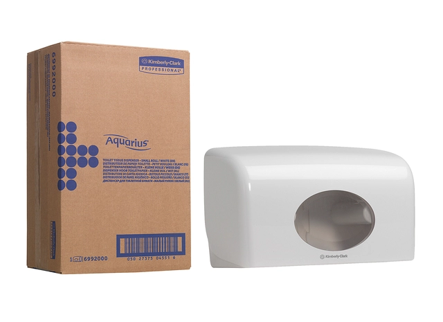 Een Toiletpapierdispenser Aquarius duo voor kleine rollen wit 6992 koop je bij VHK Kantoorartikelen