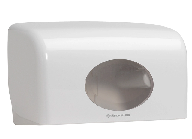 Een Toiletpapierdispenser Aquarius duo voor kleine rollen wit 6992 koop je bij VHK Kantoorartikelen