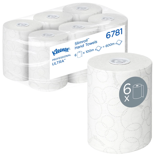 Een Handdoekrol Kleenex Ultra Slimroll 2-laags 100m wit 6781 koop je bij VHK Kantoorartikelen