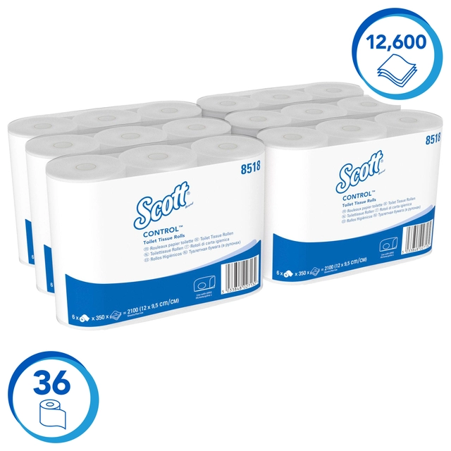 Een Toiletpapier Scott Control 3-laags 350vel wit 8518 koop je bij VHK Kantoorartikelen