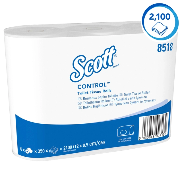 Een Toiletpapier Scott Control 3-laags 350vel wit 8518 koop je bij VHK Kantoorartikelen