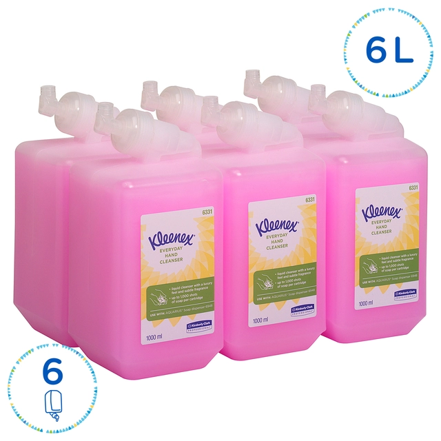 Een Handzeep Kleenex dagelijk gebruik roze 1000ml 6331 koop je bij Hoekmankantoorartikelen.nl