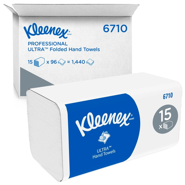 Een Handdoek Kleenex Ultra i-vouw 3-laags 21,5x31,8cm wit 15x96stuks 6710 koop je bij VHK Kantoorartikelen