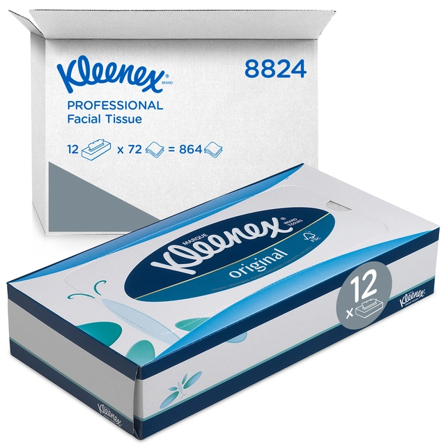 Een Facial tissues Kleenex 3-laags standaard 12x72stuks wit 8824 koop je bij VHK Kantoorartikelen