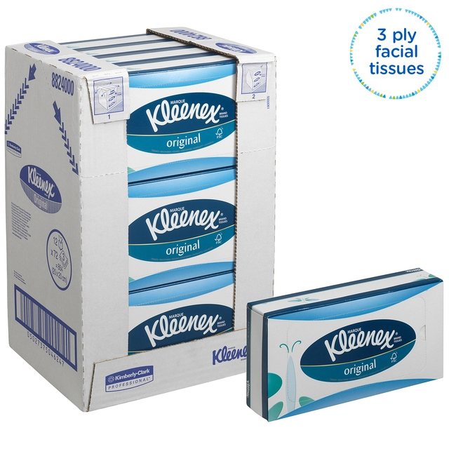 Een Facial tissues Kleenex 3-laags standaard 12x72stuks wit 8824 koop je bij VHK Kantoorartikelen